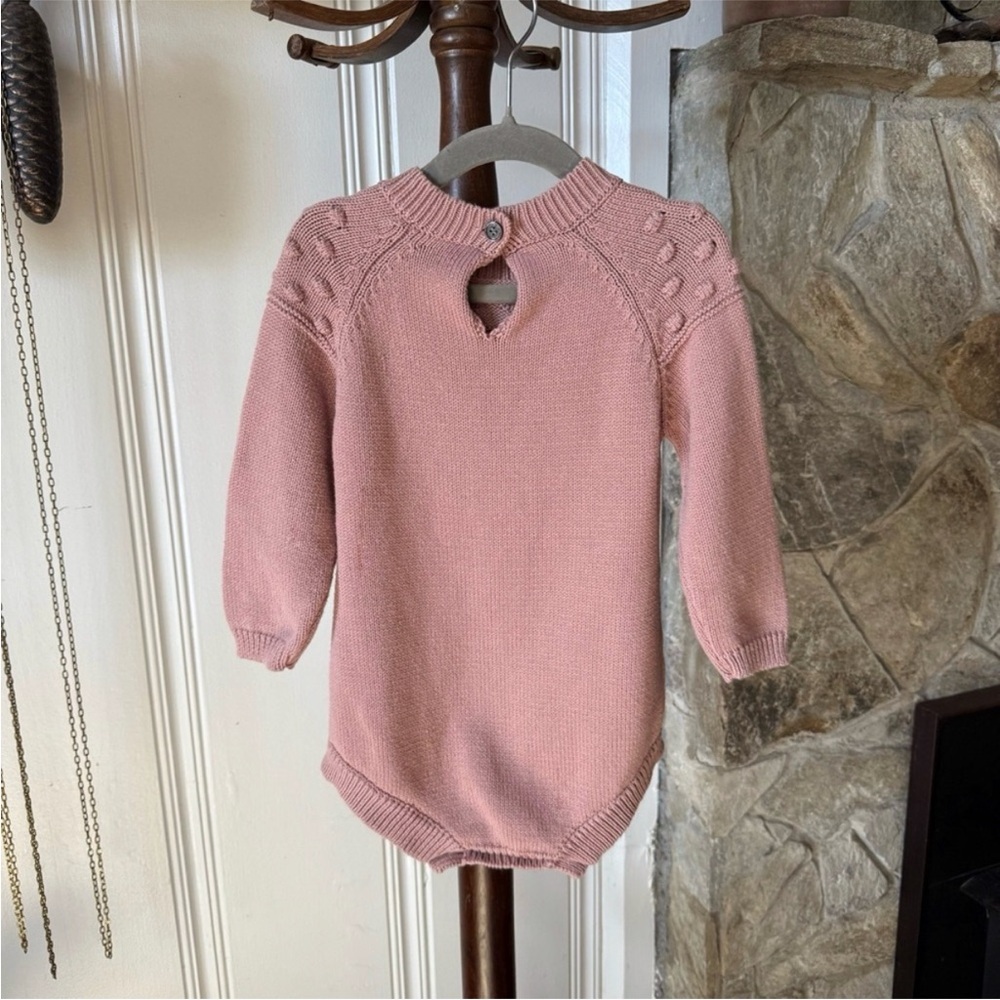 Dusty Rose Thick Knitted Long Sleeve Bodysuit Romper - Picture 4 of 4